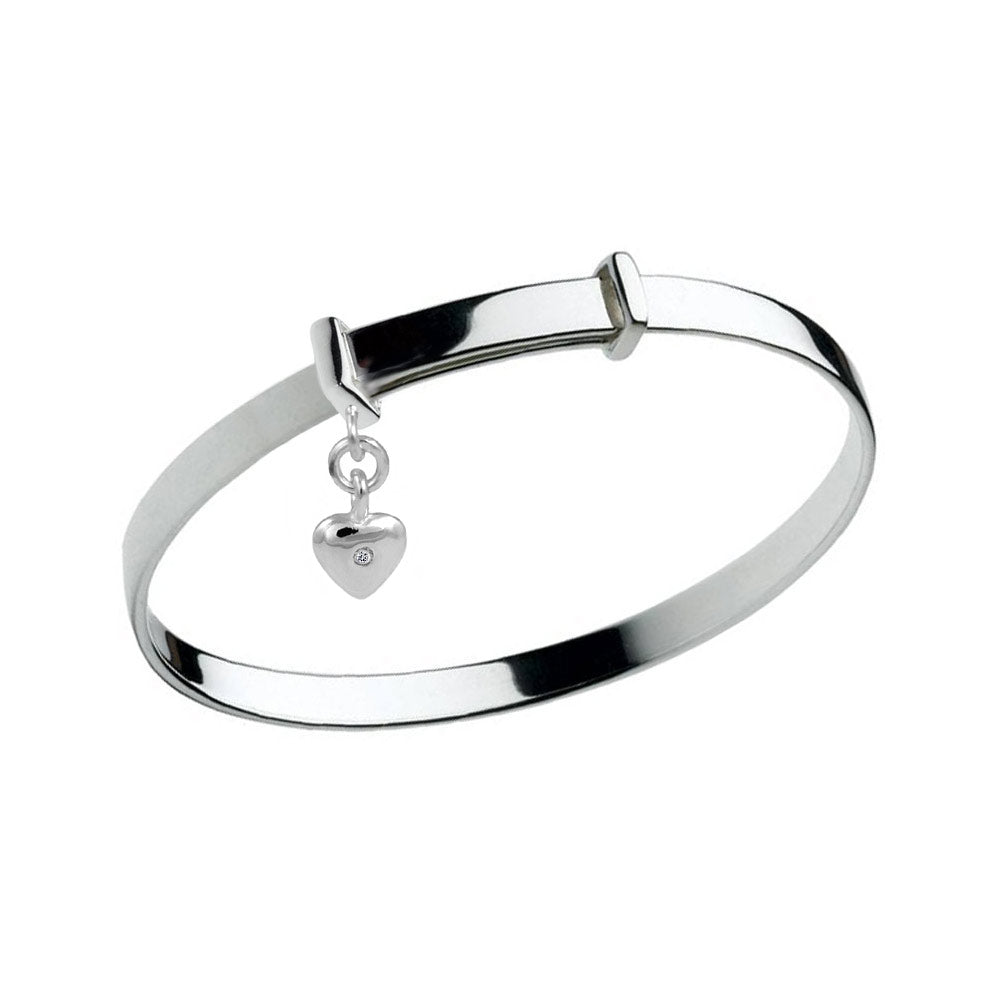 Kids Jewelry - Sterling Silver Adjustable Diamond Heart Charm