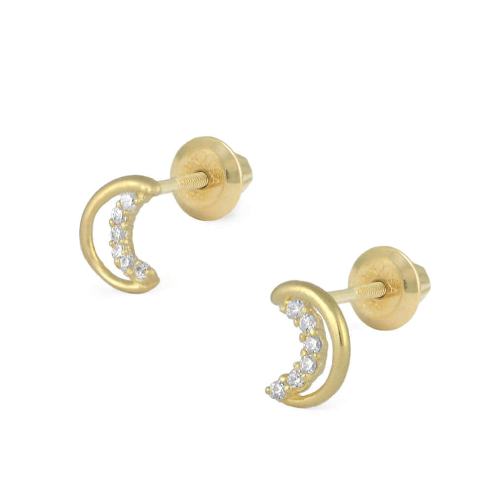 14kt Yellow Gold Pearl Earrings for baby and child with safety screw backs