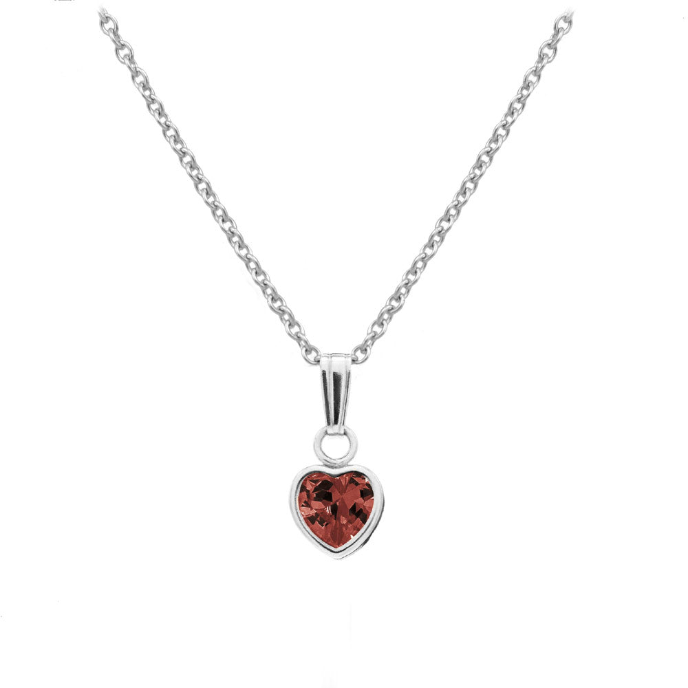 13 In Little Girl's Sterling Silver Simulated Birthstone Heart
