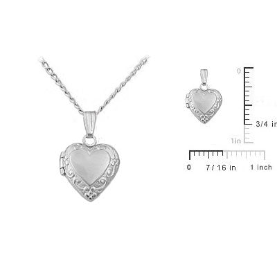 13 Inches Baby & Toddler Sterling Silver Floral Heart Locket